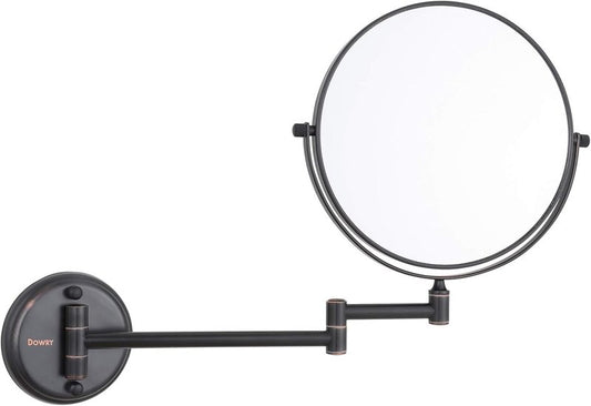 Wall Mounted Magnifying Makeup Mirror - 10x Magnification, Oil Rubbed Bronze | 8-Inch Double-Sided Swivel, 12-Inch Extension