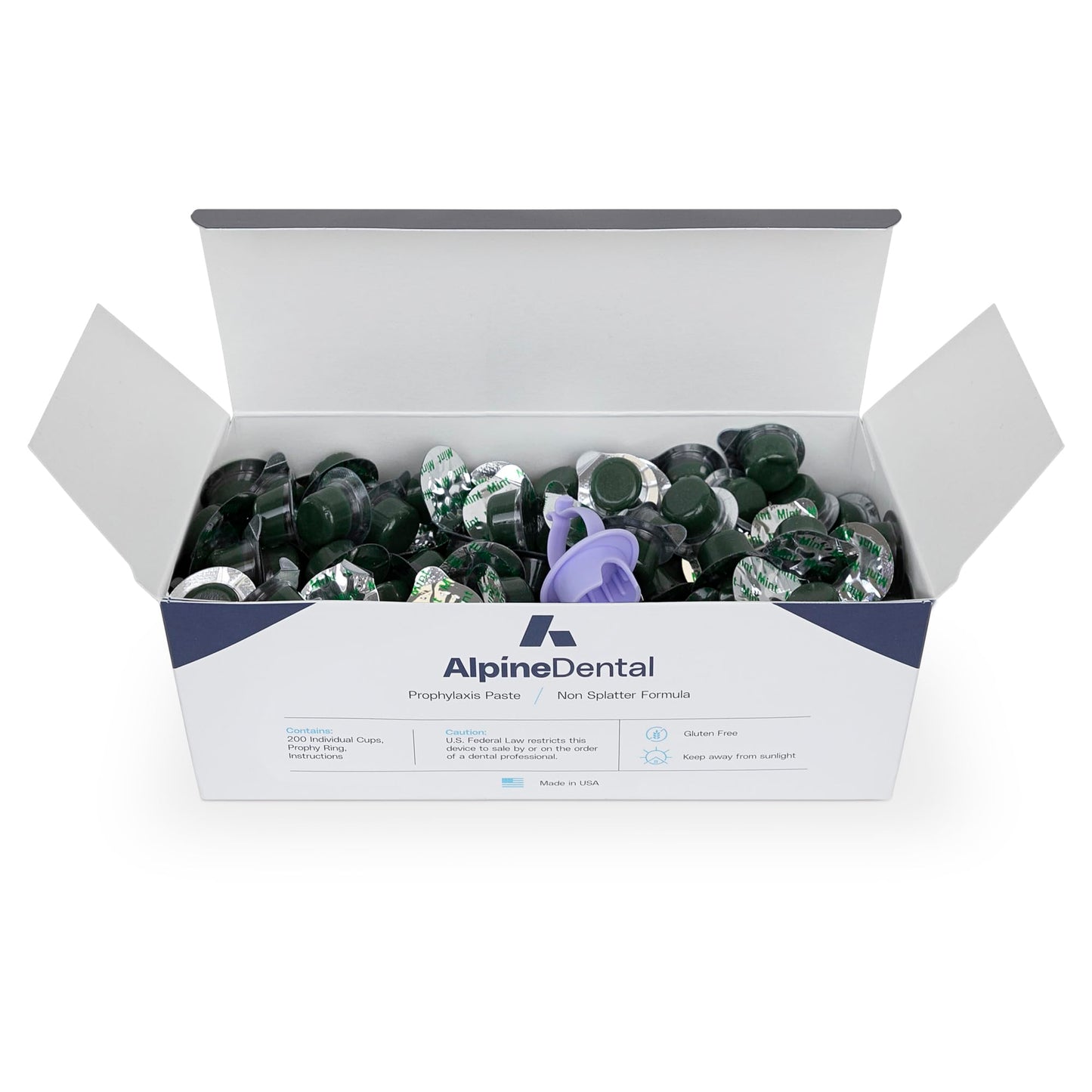 Alpine Dental - Blanc Tooth Polish Non Splatter Fomula, Coarse Grit, Box of 200 (200/Box, Mint)