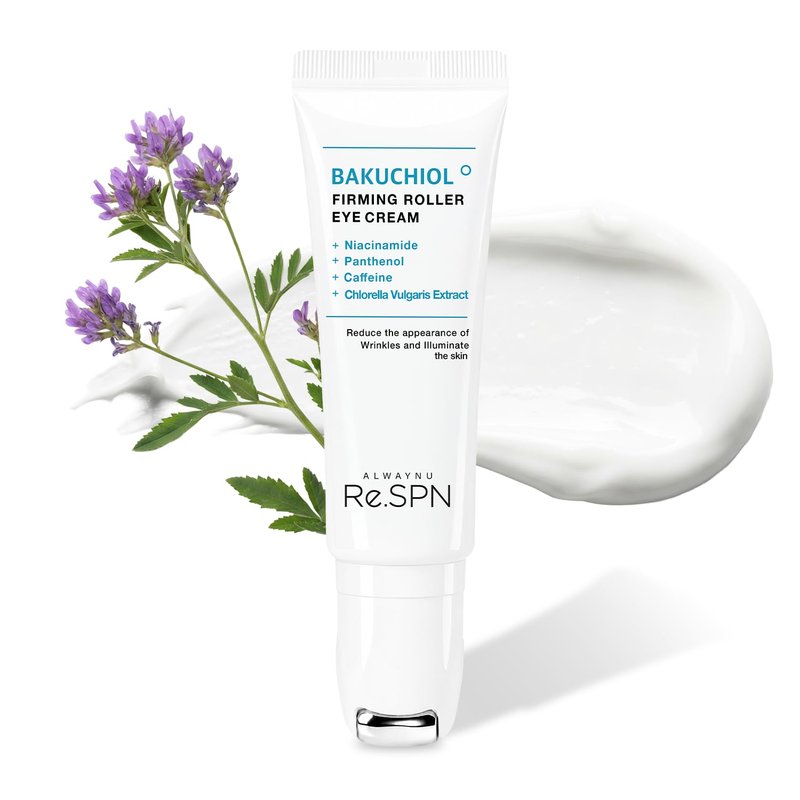 Re.SPN Bakuchiol Firming Eye Cream with Cooling Metal Roller – Clinically Proven Moisturizing Eye Cream for Puffiness, Wrinkles & Dark Circles | Vegan, Fragrance-Free, Korean Skincare (0.67 fl oz)