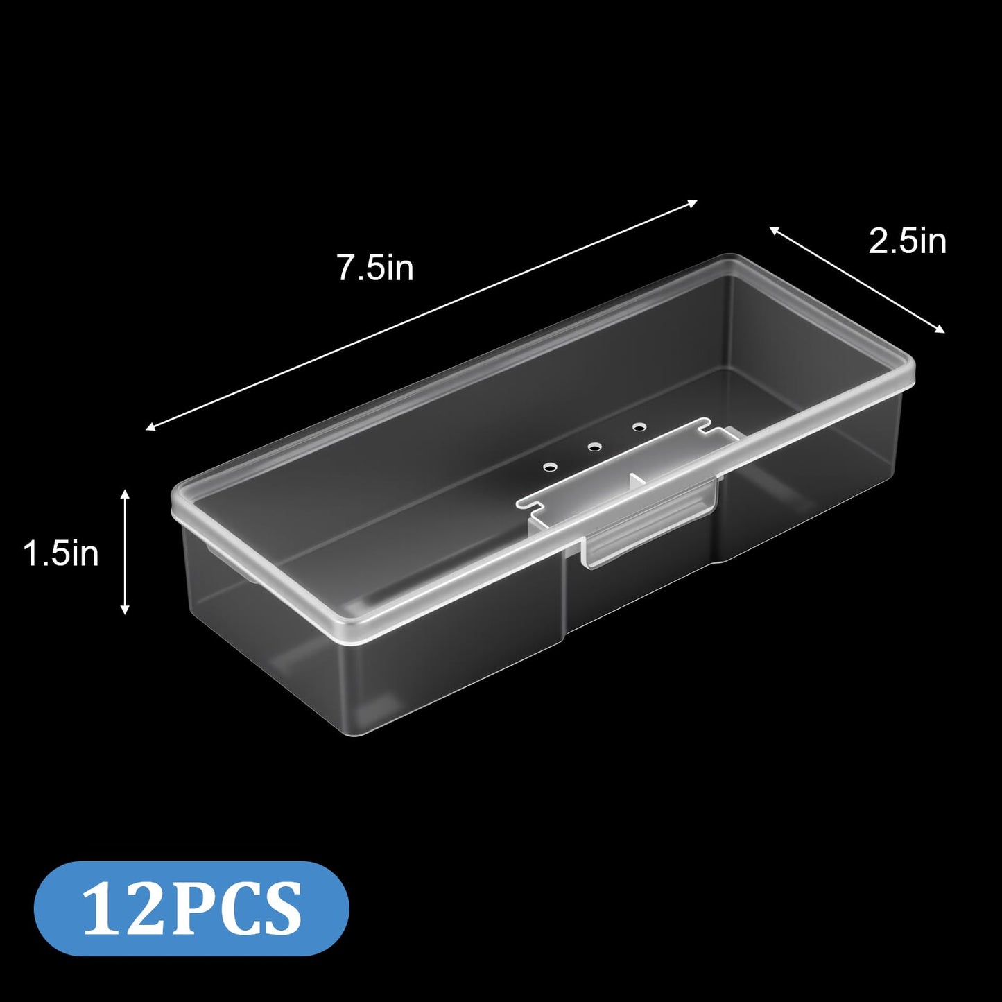 Lemecima 12Pcs Clear Manicure Tool Box, Personal Nail Box Storage Case for Organizing, Plastic Nail Tool Box for Manicure Pedicure Kit
