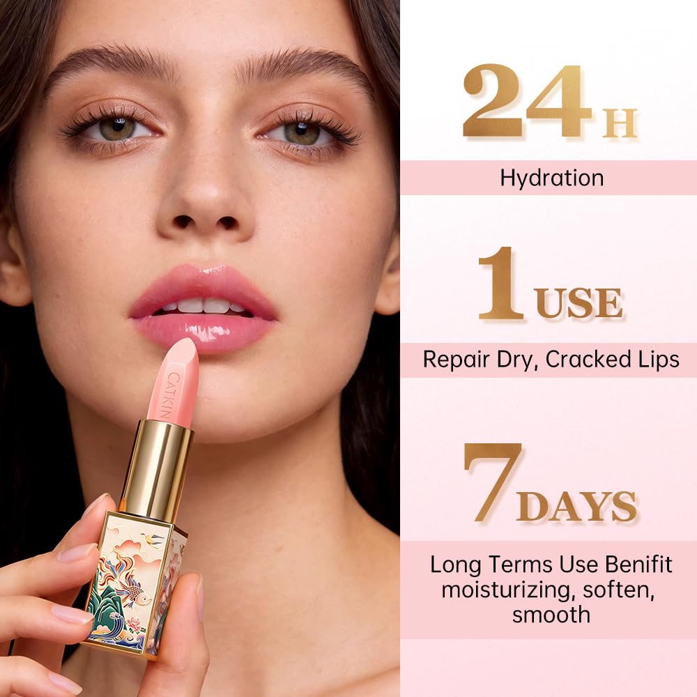 CATKIN Tinted Lip Balm Glitter Lip Stain Ultra Hydrating Lip Moistrurizer Lip Care with Vitamin E Nourishing For Cracked & Dry Lips 0.12 oz C15 Destiny - Wine Red