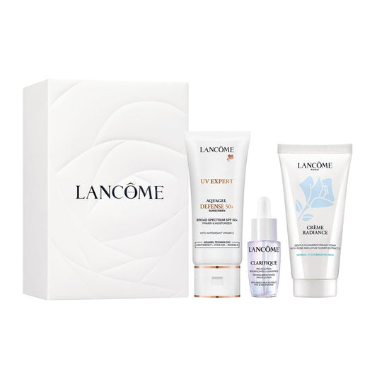 UV Expert Defense SPF 50+ Discovery Set - With Mini Crème Radiance Cleanser 1.7 Fl oz and Mini Clarifique Pro-Solution Brightening Serum 0.22 Fl oz.