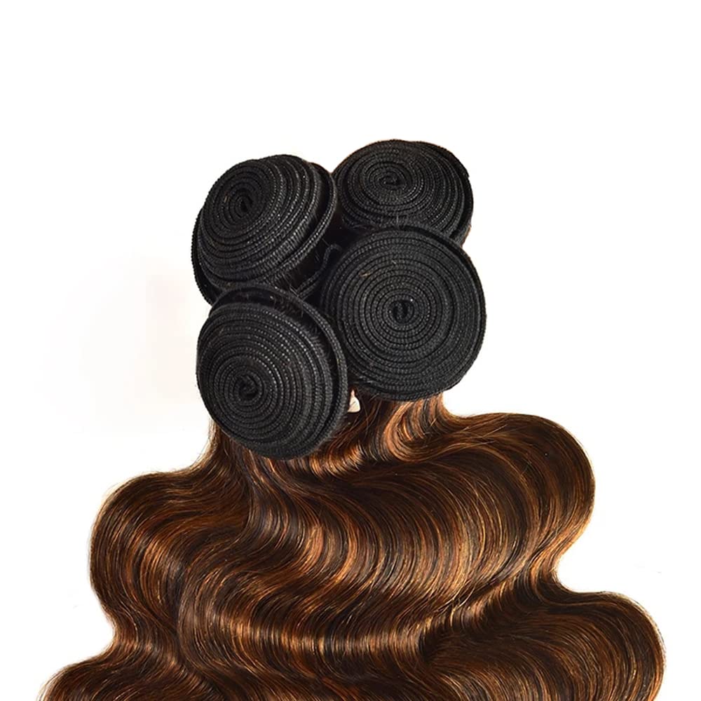 P430 Brown Bundles Human Hair Body Wave Bundles 16 18 20 Inch Unprocessed Brazilian Virgin Remy Hair 3 Bundle 50 Gram Per Bundle Highlight Brown Body Wave Human Hair Extensions