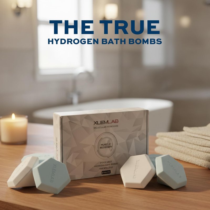 XLEMLAB Hydrogen Bath Bombs for Muscle Relief – Epsom Salt Magnesium Molecular Hydrogen Water Tablets, Hydrating & Antioxidant Support, Sandalwood Orange Aroma, 6 Pack