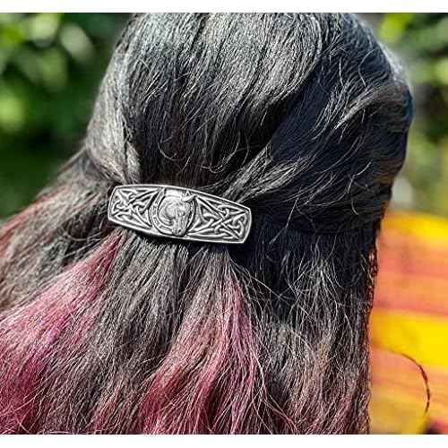 Celtic Horseshoe Hair Clip, Hand Crafted Metal Barrette Made in the USA with a Large 80mm Clip by Oberon Design