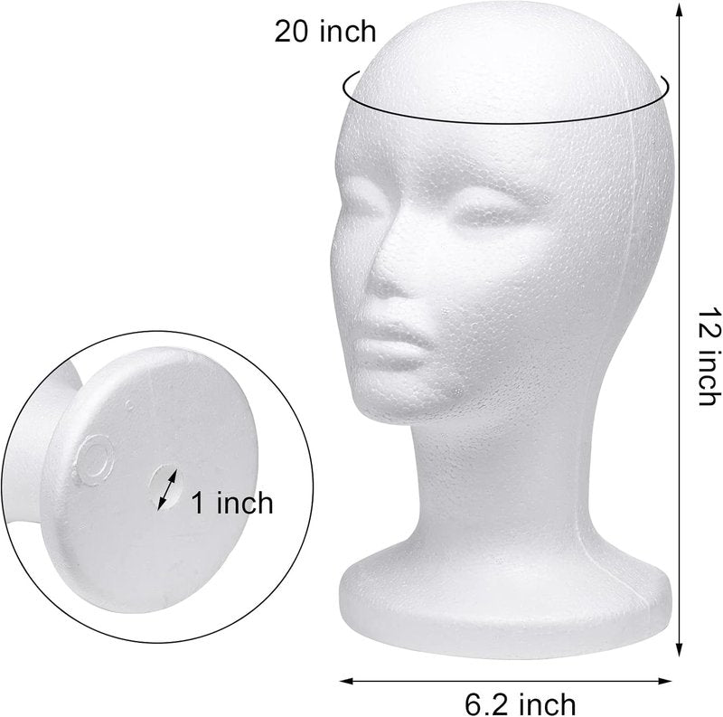 Foraineam 12-Inch Foam Wig Heads - 3 Pack Mannequin Display Stands for Wigs, Hats & Hairpieces
