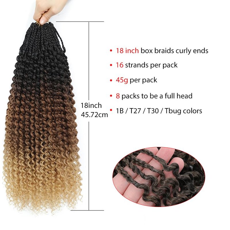 GoGo Curl Crochet Hair - 18 Inch Long Beach Curl Braids | Synthetic Water Wave Extensions (1B/30/27)