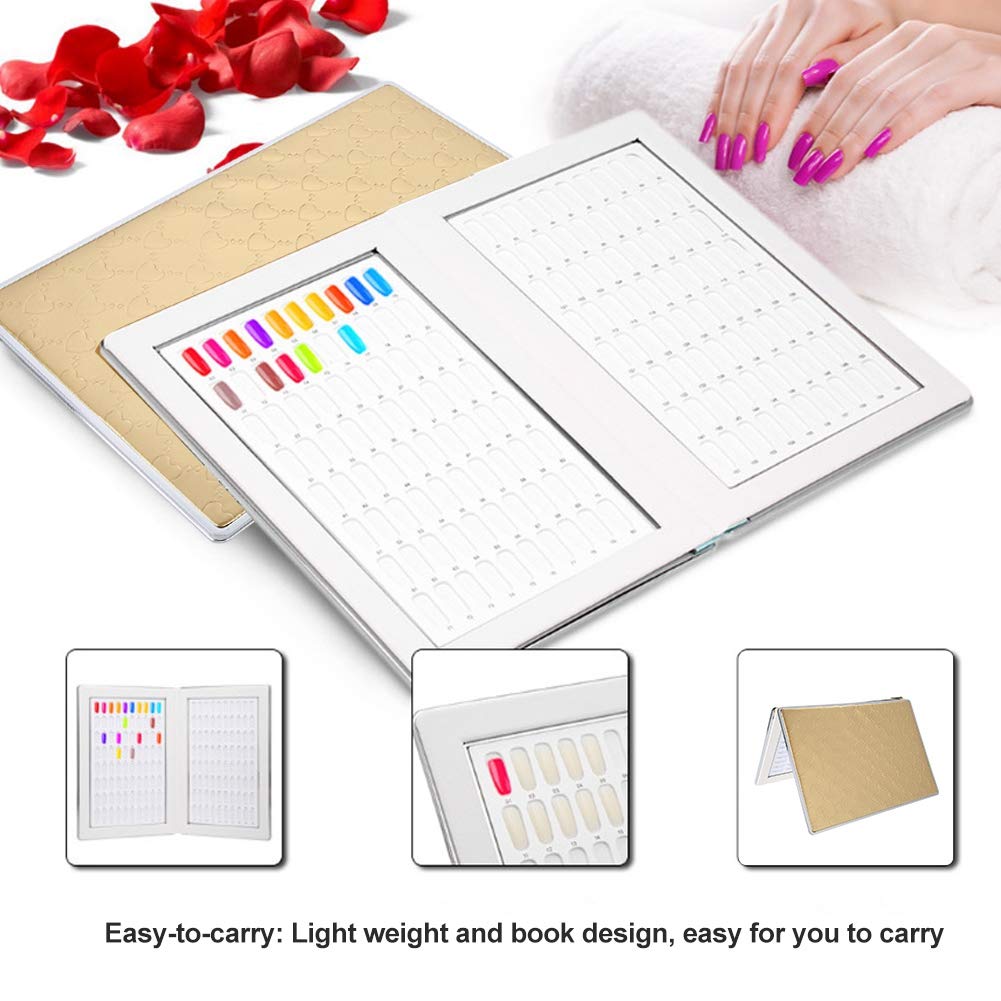 Nail Color Card, 160 Slot Foldable Nail Gel Polish Display Chart Book with Nail Tip Holder for Salon Manicurist DIY Nail Art