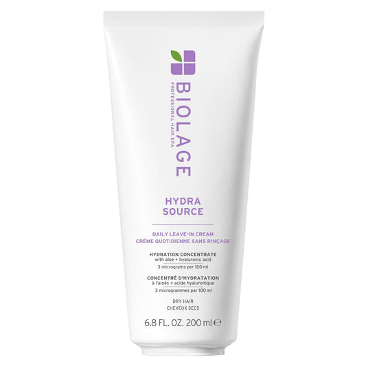Biolage Hydra Source Leave-In Cream - Instantly Moisturizes & Seals Split Ends, For Dry Hair, With Micro-Filtered Aloe Vera & Fermented Hyaluronic Acid, 6.8 Fl Oz, packaging may vary