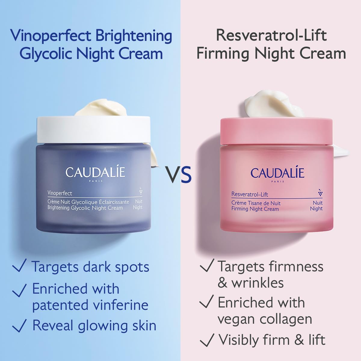 Caudalie Vinoperfect Dark Spot Brightening Glycolic Night Cream, Refill Pod - 50 mL (Pack of 2)