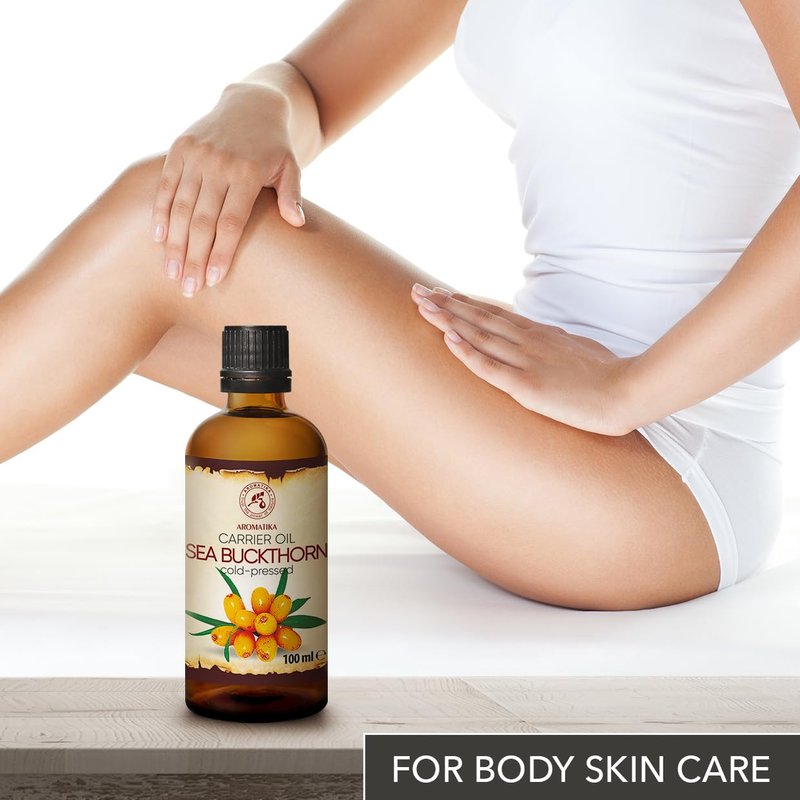 Sea Buckthorn Oil 3.4 Fl Oz | Pure Natural Carrier Oil for Hair, Face & Body Care
