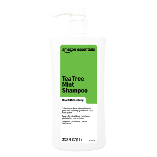 Amazon Essentials Tea Tree Mint Shampoo, Cool & Refreshing, Sulfate-free Formula, 33.8 Fl Oz, Pack of 1
