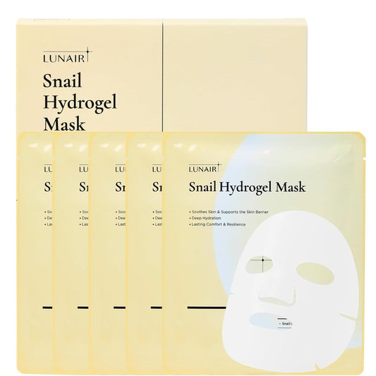 Lunair Snail Hydrogel Face Mask - Soothing Korean Skincare Sheet Mask for Deep Hydration | 5 Sheets