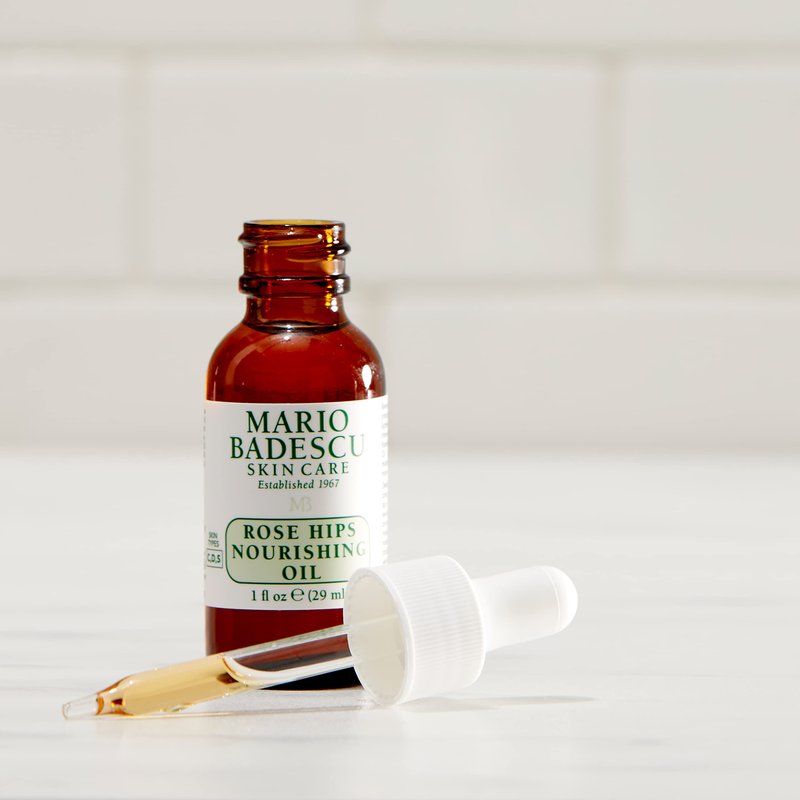 Mario Badescu Rose Hips Nourishing Oil for Combination, Dry and Sensitive Skin Facial Oil that Moisturizes & Smoothes Formulated with Rosehip Extract & Castor Oil 1 FL OZ (Pack of 1)