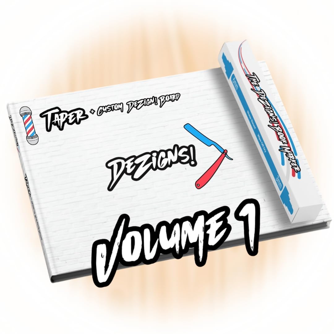 The DeZigns! Book Volume 1: Back and Side Taper Plus Custom DeZigns! Dry Erase Marker Board for Barbers - Inspiration Hair Design Catalog for Clients