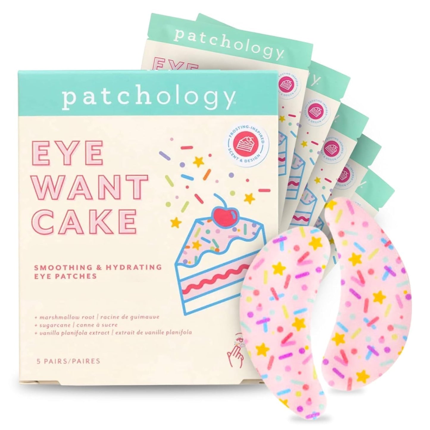 Patchology Eye Want Cake Hydrating Eye Patches - Soothe Puffy Eyes & Dark Circles | 5-Pack Birthday Cake Masks
