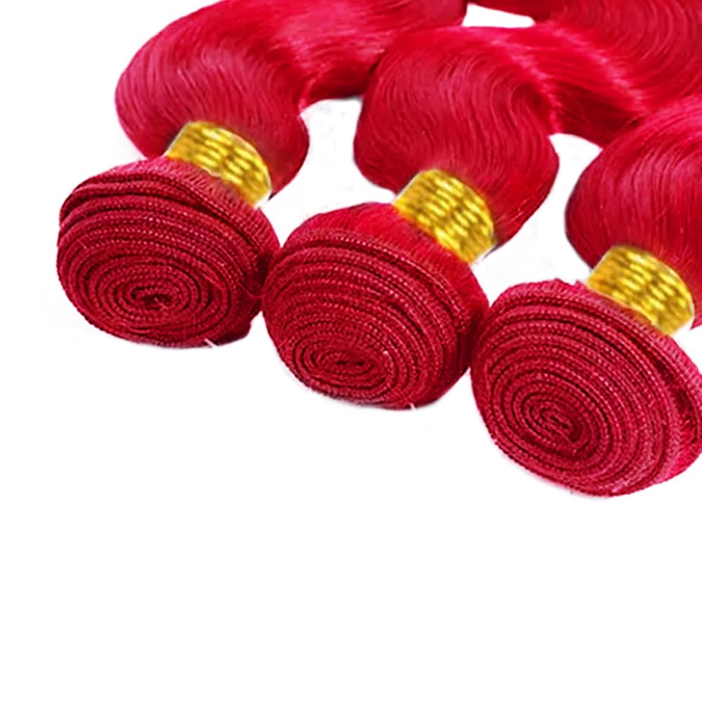 Braight Red Bundles Human Hair Red Body Wave Bundle 20 22 24 Inch Unprocessed Virgin Remy Hair 3 Bundles Burgundy Bundle Hair Weave
