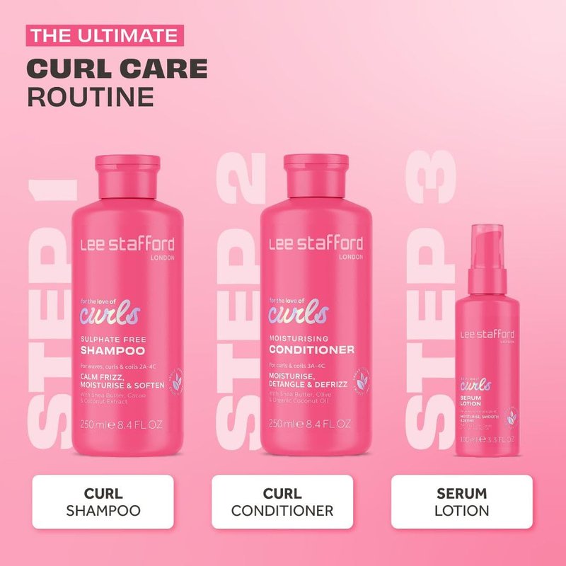 Lee Stafford Wavy & Curly Shampoo - Daily Cleanser for 2A to 4C Hair | Anti-Frizz, Moisturizing, 16.9 Fl Oz