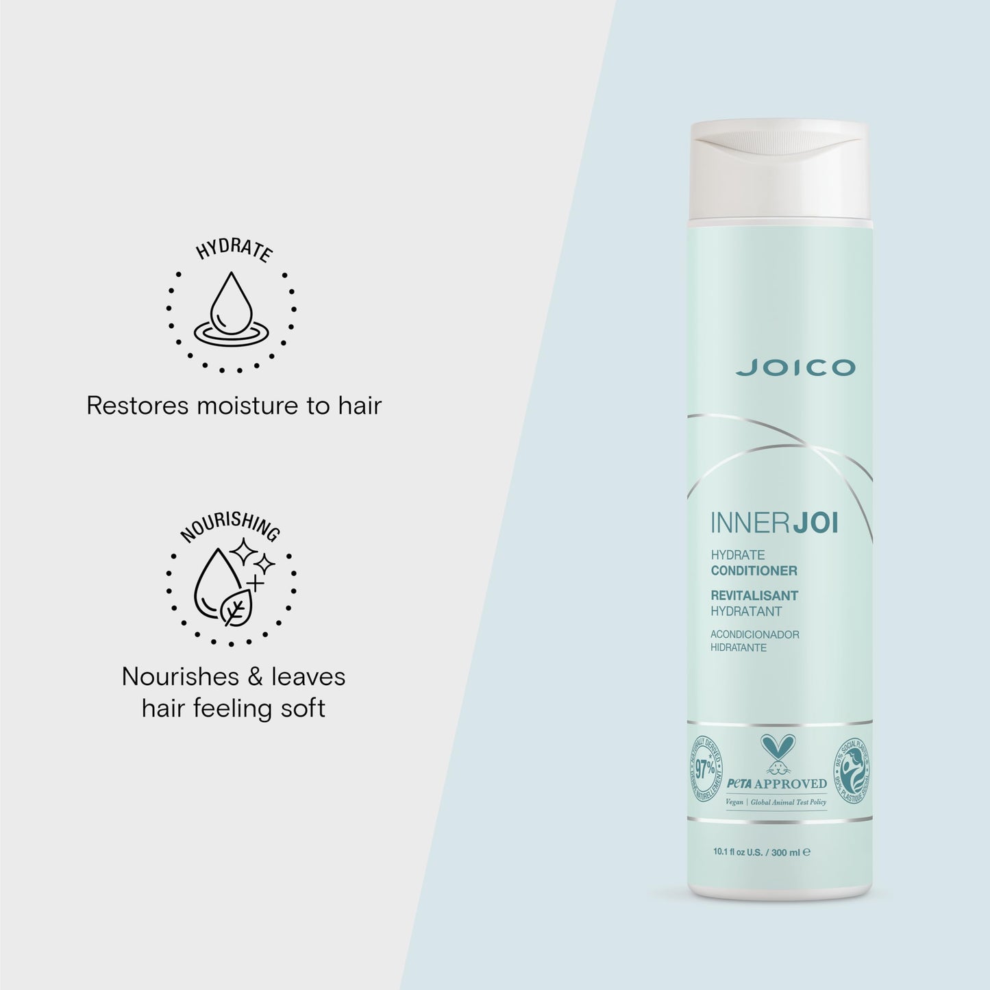 Joico InnerJoi Hydrate Conditioner | For Dry Hair & Scalp | Sulfate & Paraben Free | Naturally-Derived Vegan Formula | 10.1 oz