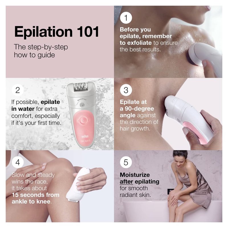 Braun Epilator SE5-895 | Women's Hair Removal Device with Shaver & Exfoliator Brush - Waterproof & Cordless