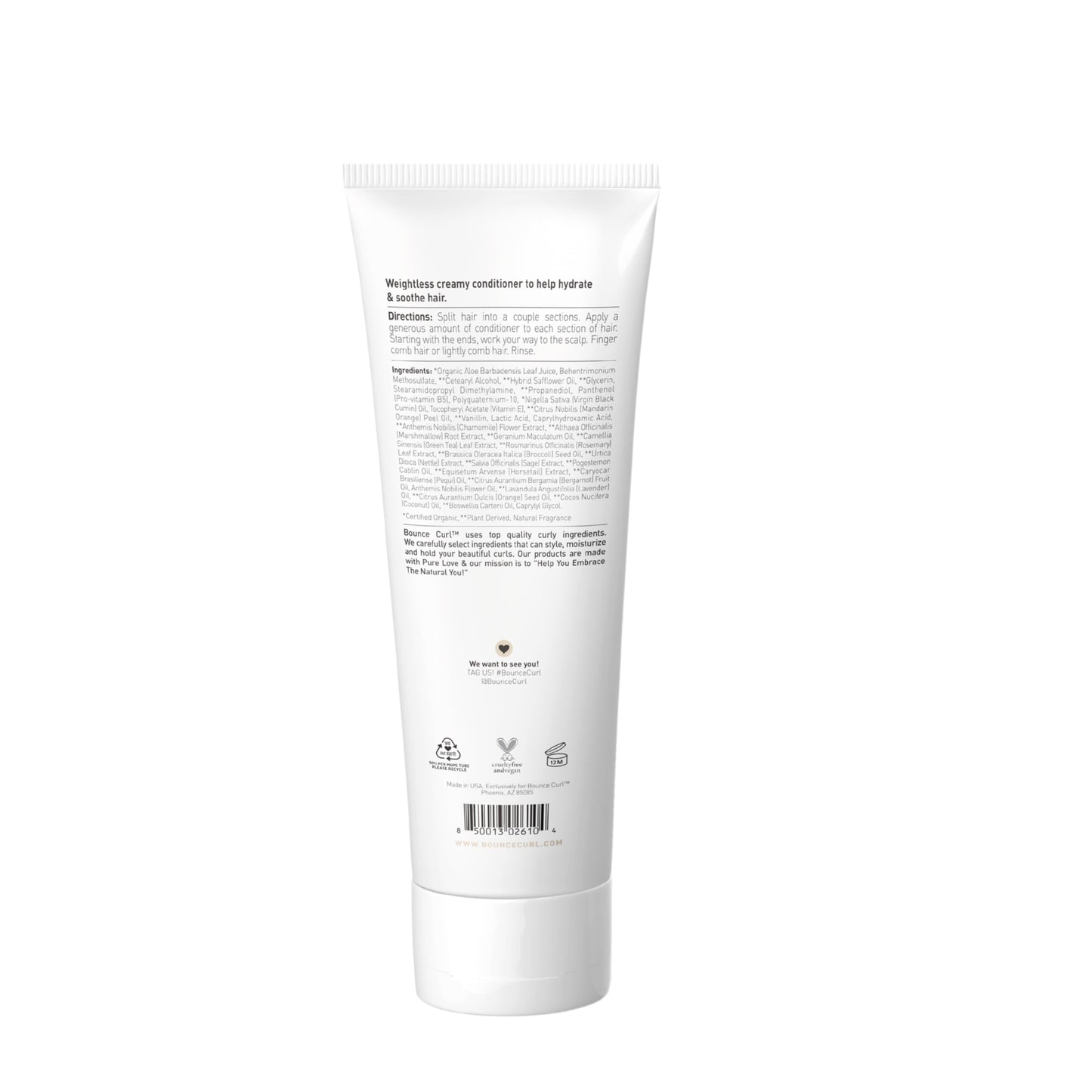 Bounce Curl Moisturizing Detangling Conditioner for Fine and Medium Curly Hair, Aloe and Black Seed Oil, Color Safe, Silicone Free, Vegan, 8 oz