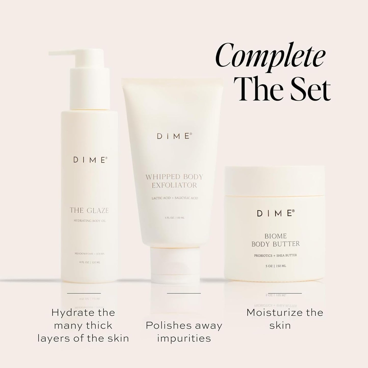 DIME Beauty Whipped Body Exfoliator - Smoothing Body Scrub with Cellulose Bead Technology, Salicylic Acid and Lactic Acid, Gentle Exfoliant for Soft Skin, Vegan, Cruelty-Free, 5 oz / 150 ml