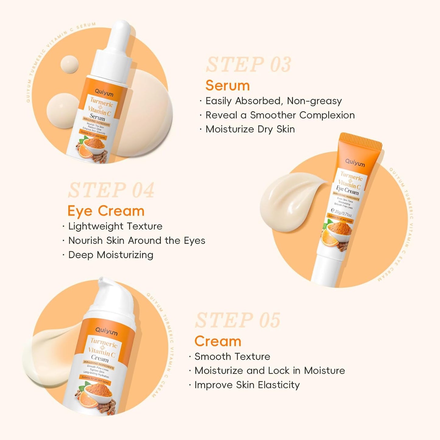 Turmeric Vitamin C Skincare Set - 5PCS Beauty Routine for Women | Dark Spot Remover, Acne Reduction, Even Tone, Glow