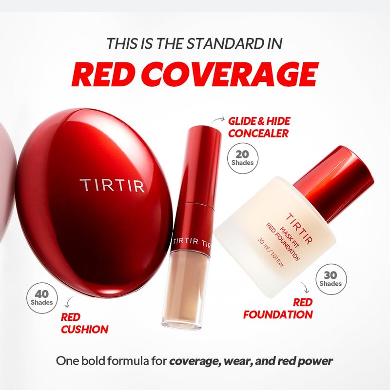 TIRTIR Mask Fit Red Foundation - Long-Lasting Flawless Coverage, Hydrating, Pore-Blurring | #21N Ivory, 1.01 Fl Oz