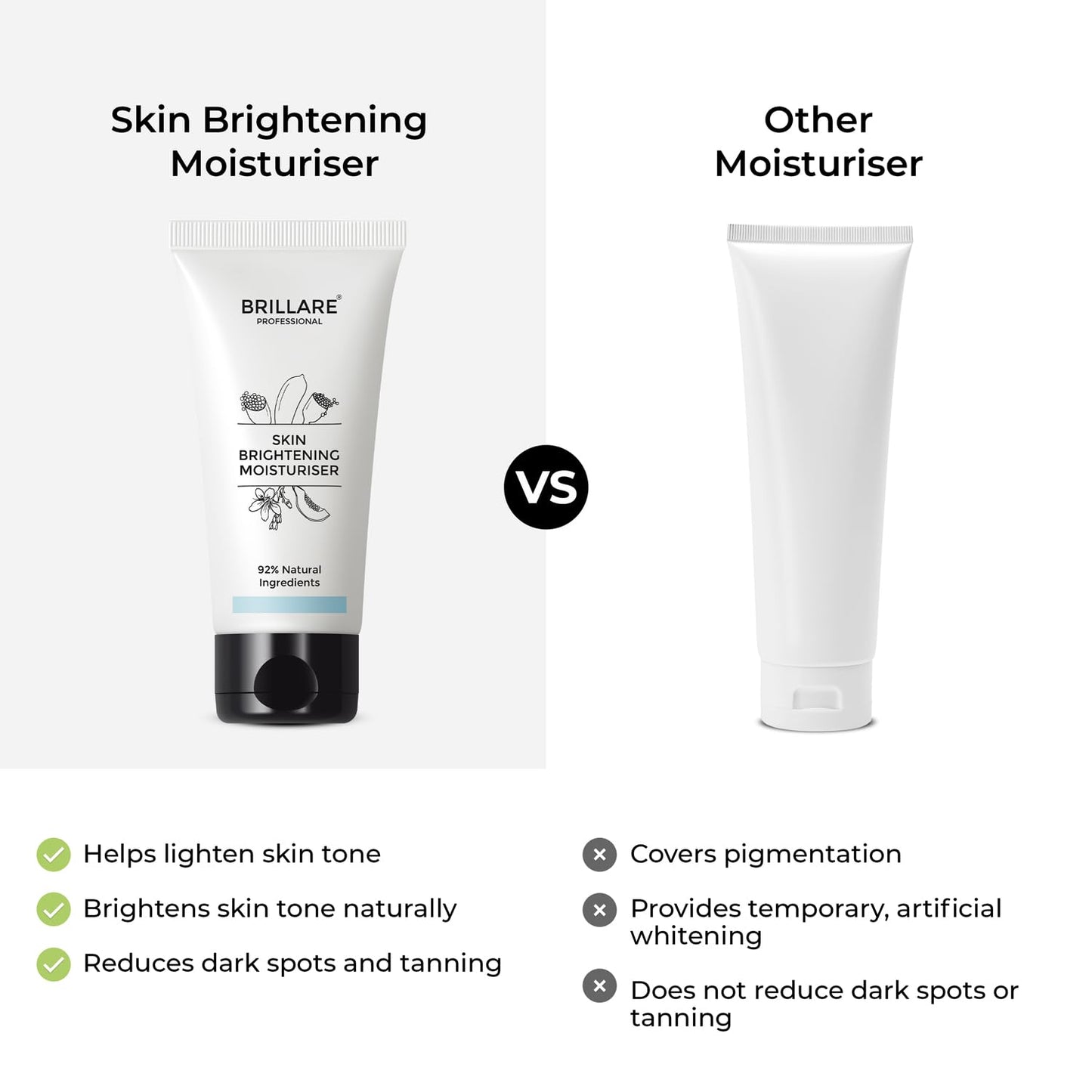 BRILLARE Professional Natural Moisturiser with Lime Caviar and Papaya, Supports Even Skin Tone and Healthy Radiance, 50ml