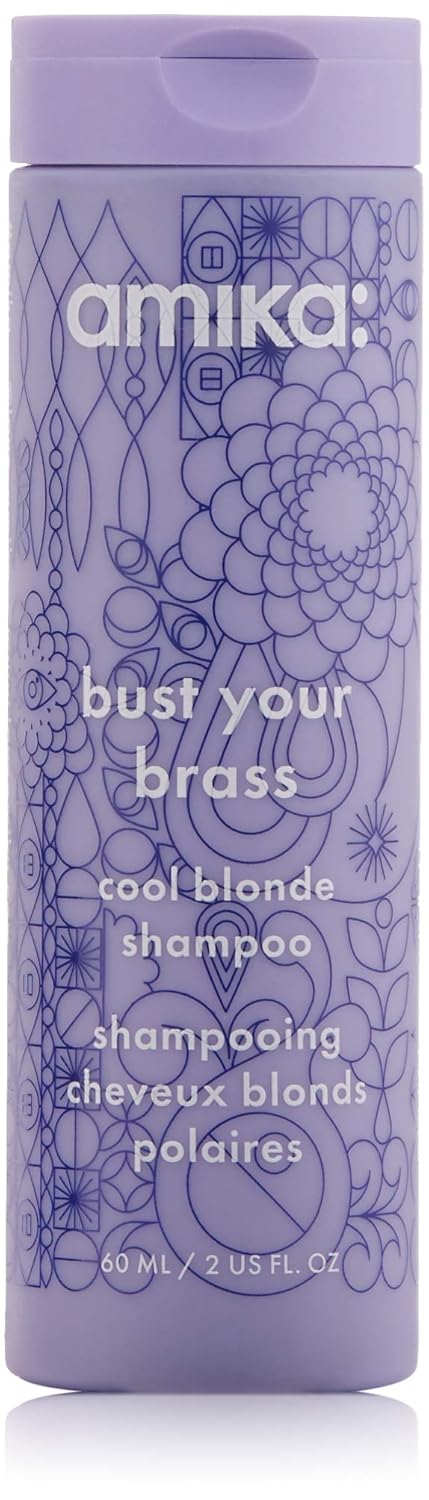 Amika Bust Your Brass Cool Blonde Shampoo - Tone & Brighten Blonde Hair | Sulfate-Free Formula