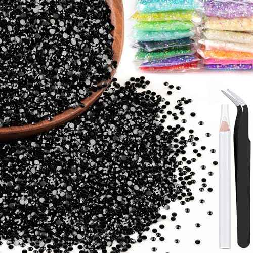 5000pcs 3mm Resin Rhinestones Bulk, Black Flatback Round Jelly Rhinestones Bedazzling Non Hotfix Crystal Gems Large Quantity Wholesale for DIY Crafts Clothes Bottles Tumblers Face Makeup Manicure