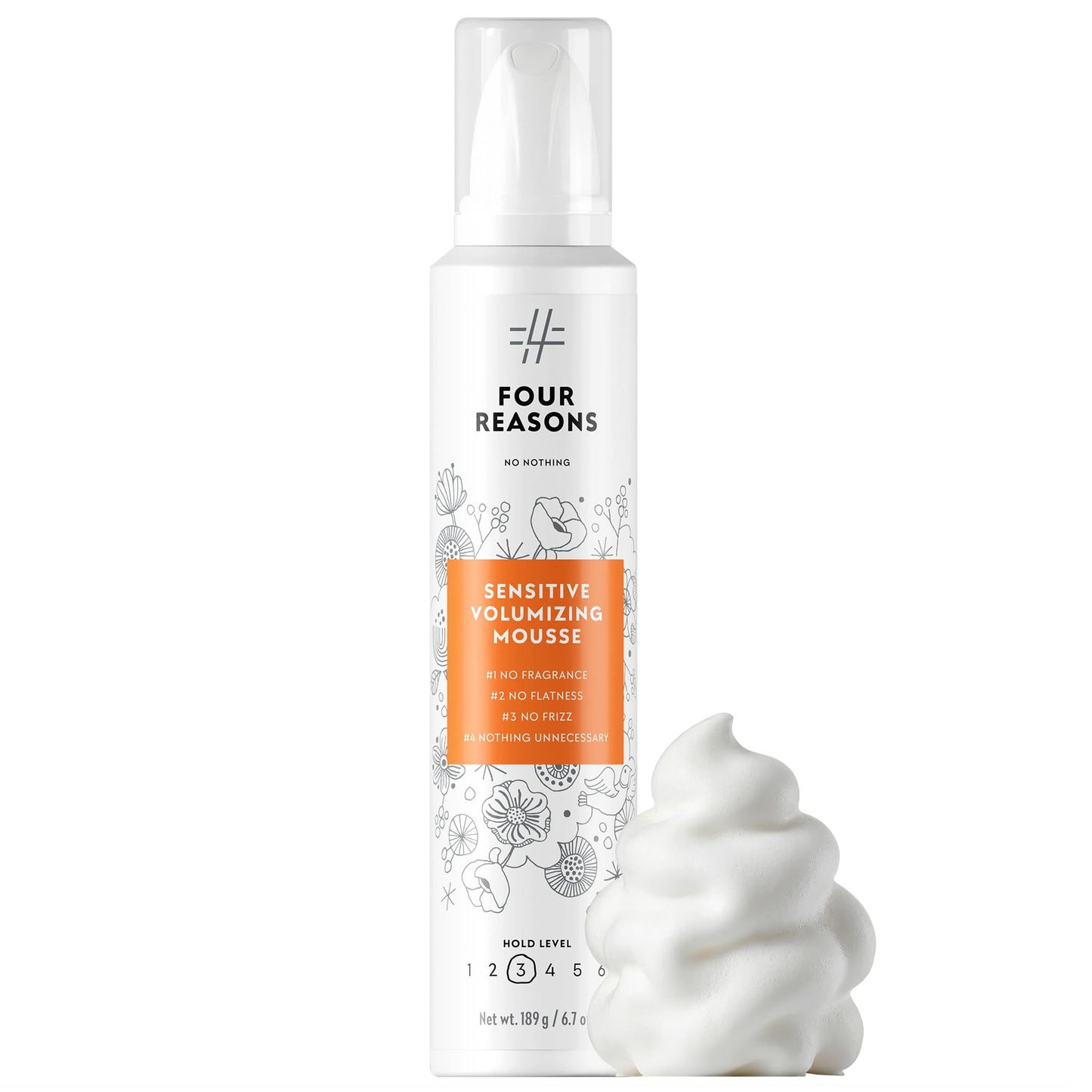 No nothing Very Sensitive Strong Hair Mousse - Volumizing Mousse - Fragrance Free, Hypoallergenic, Paraben Free, Alcohol Free, Unscented - Gluten Free, Soy Free - 6.8 oz