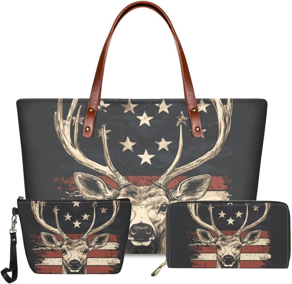 Top Handle Handbags for Women - Leather Wallet, Cash Card & Makeup Bag Set | 3-Piece Collection