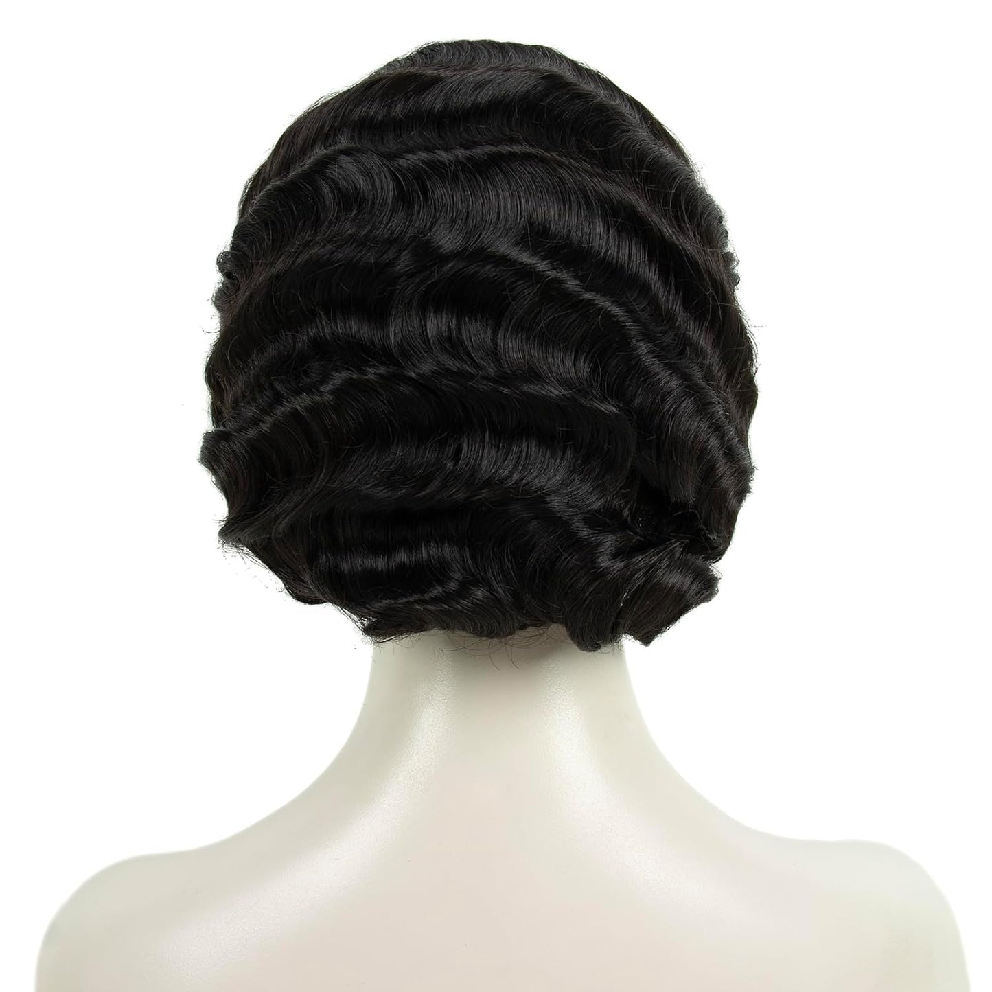 1920s Black Finger Wave Wig for Women - Vintage Gatsby Flapper Costume Hairpiece | Synthetic Full-Length Design