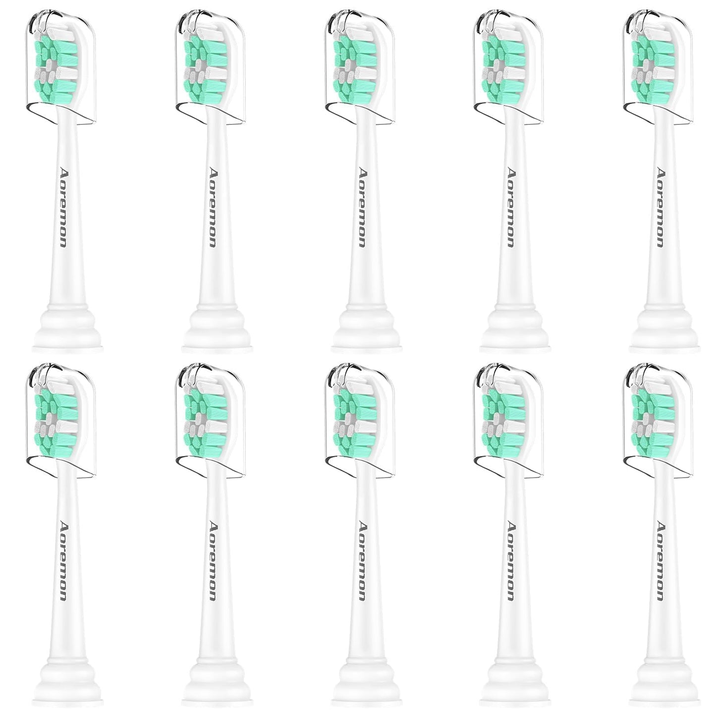 Aoremon Toothbrush Replacement Heads for Philips Sonicare C2 Plaque Control, 10 PCS Compatible with Philips Sonicare Click-on Electric Toothbrush Handles, Medium Firm Dupont Bristles