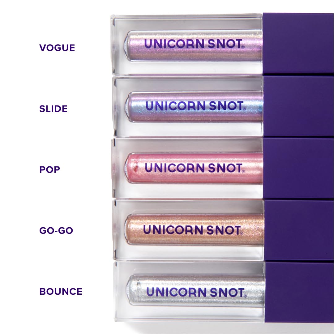 UNICORN SNOT Eyelighter: Liquid Eyeshadow | Makeup Buildable Glitter Eyeshadow | Metallic Eyes | Cruelty Free, 0.17oz/5mL (Bounce/Silver)