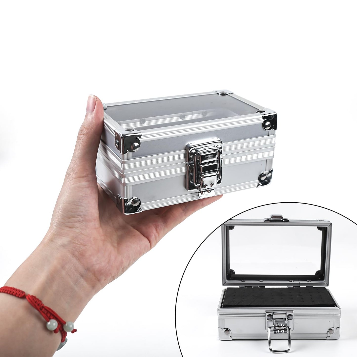 ASUNFO 50 Holes Nail Drill Bit Holder Storage Box Case Nail Polishing Heads Holder Organizer Container for Salon Nail Grinding Head