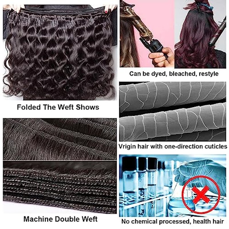 Body Wave Bundles Human Hair 14 16 18 Inch Human Hair Bundles 3 Wavy Bundles 12A Brazilian Unprocessed Virgin Hair Extensions Human Natural Color Hair