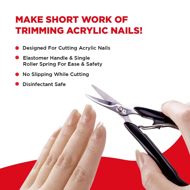 Seki Edge Acrylic Nail Scissors (SS-201) - Curved Manicure Scissors for Clipping, Cutting, & Trimming Acrylic Fingernails & Toenails - Stainless Steel Nail Cutter is Made in Japan
