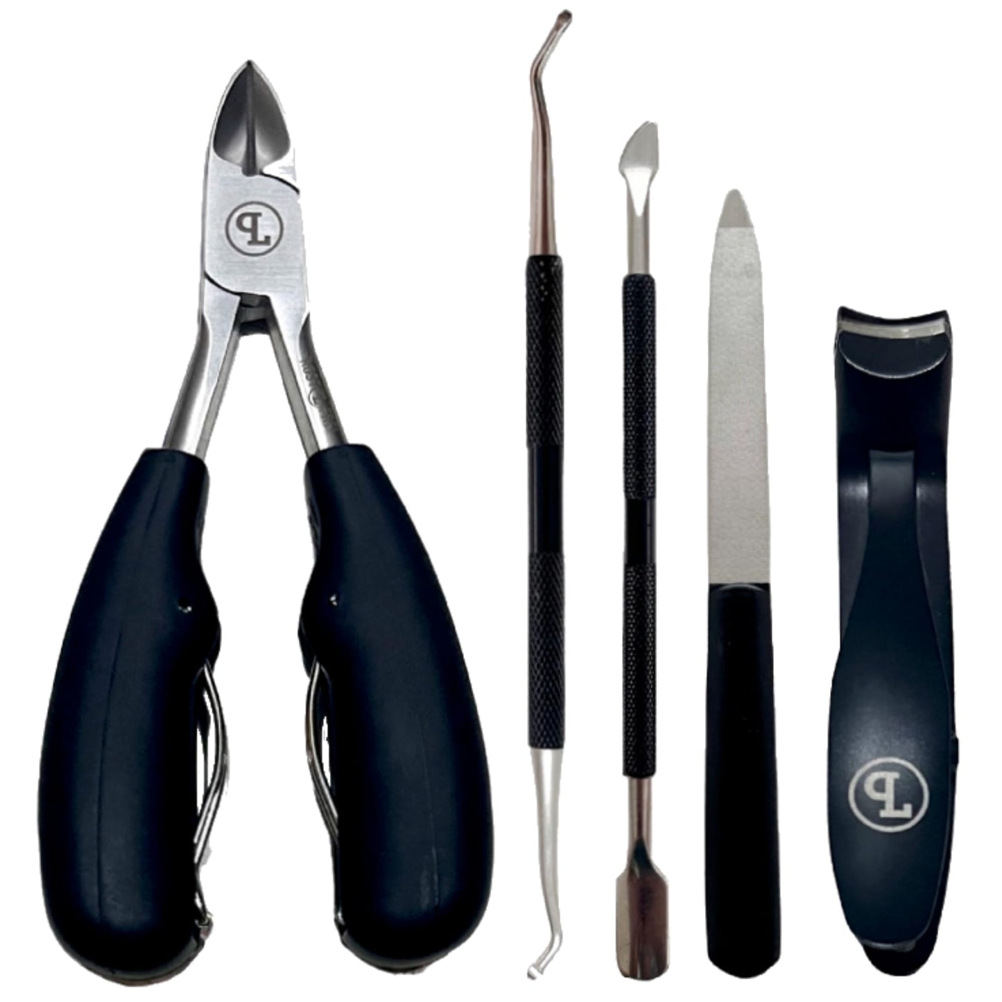 Nail Clipper Set for Thick Toenails - 5-Piece Professional Kit with Angled Head for Seniors, Ingrown Toenail Tools, German Steel, Leather Case - PIUS LANG
