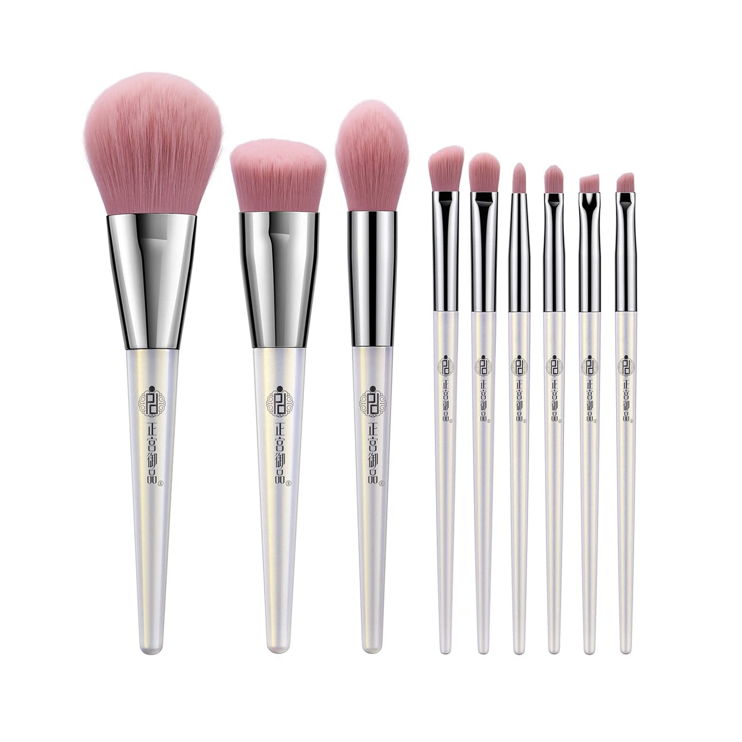 ZEESEA [Palace Identity] Make up Brushes Set 9PCs Premium, Cruelty-Free Soft Basf Fiber Bristles For Foundation Blending Face Powder Blush Eye Shadow Concealer,Travel Makeup bag Included (Pearl White)