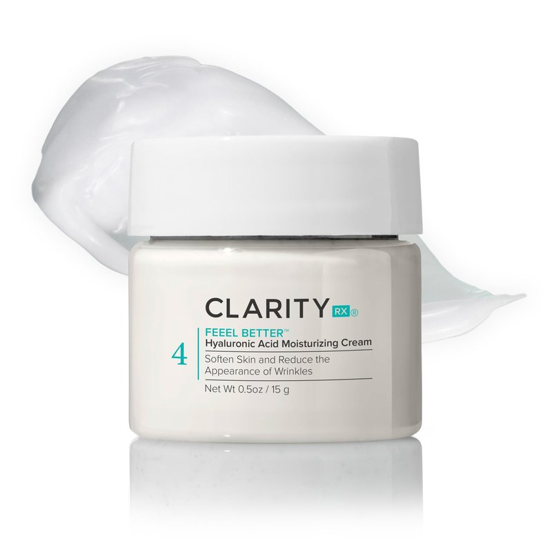 ClarityRx Feel Better Hyaluronic Acid Moisturizing Cream, Natural Plant-Based Face Moisturizer with Jojoba Oil for Dry, Aging Skin (0.5 oz.)