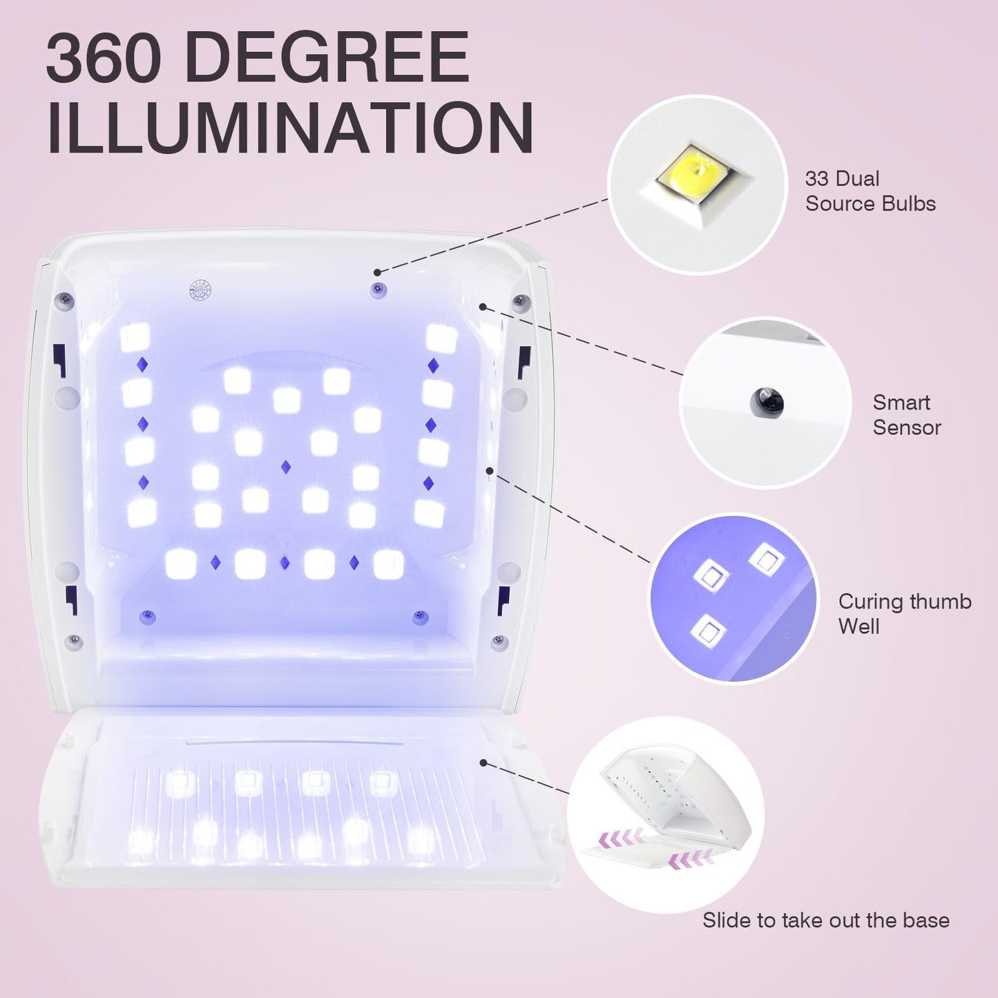 NailFace Cordless UV LED Nail Lamp, Rechargeable 66W UV Light Nail Curing Lamp for Gel Nails Acrylic Polish with Auto Sensor & 5 Timer for Home & Salon