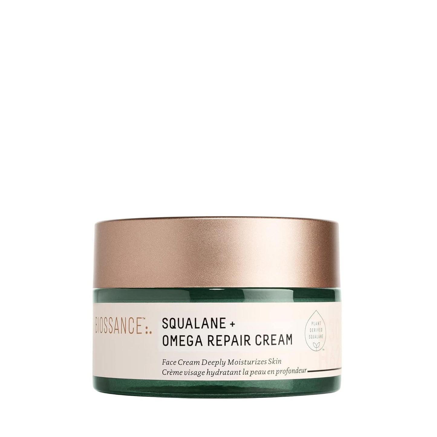 BIOSSANCE Squalane + Omega Repair Cream - Ultra-Moisturizing Face Cream for Dry & Sensitive Skin | Intense Hydration with Hyaluronic Acid & Ceramides