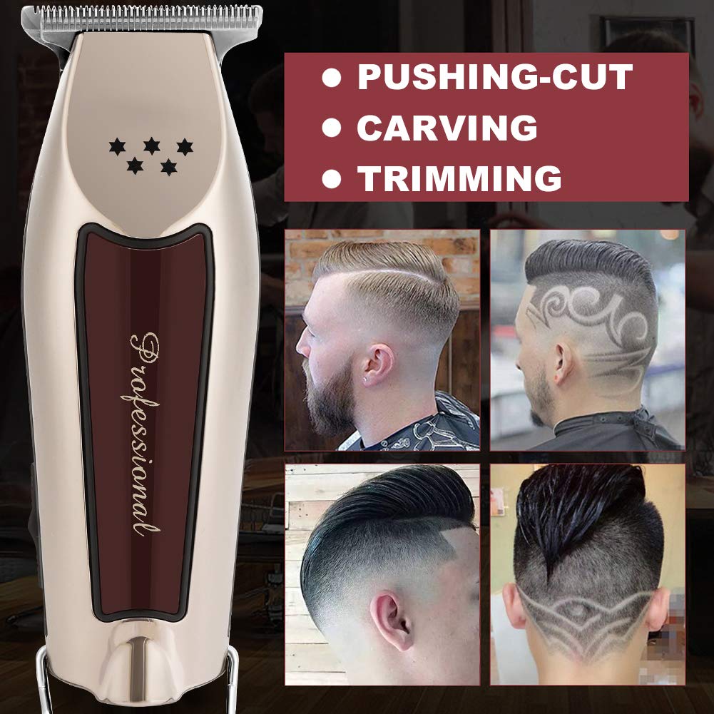 JoyGlow Cordless T-Blade Trimmer - 5 Star Compact Precision Trimmer for Lining & Close Trimming, Professional Hair Cutting Kit for Barbers and Stylists (Silver)