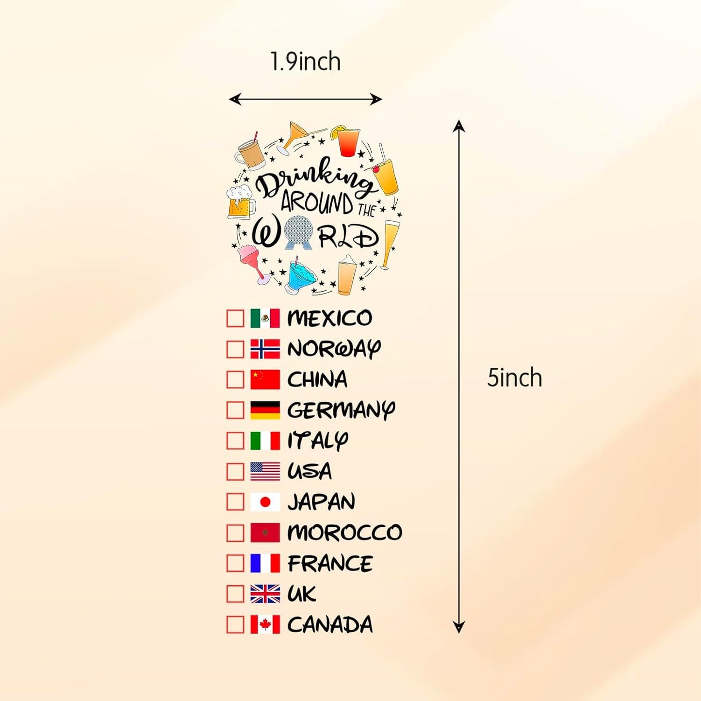 Drinking Around The World - Pack Of 10 Temporary Tattoo