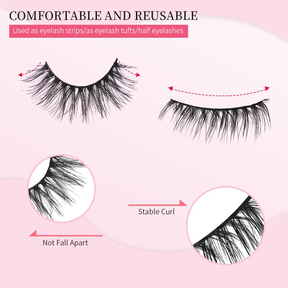 AKARA False Eyelashes Natural Look Faux Mink Eye Lashes,Cat Eye 16 Pairs 16 Mixed Styles Fake Eyelashes Pack,Wispy Soft Reusable Fluffy Beauty Lash Wholesale