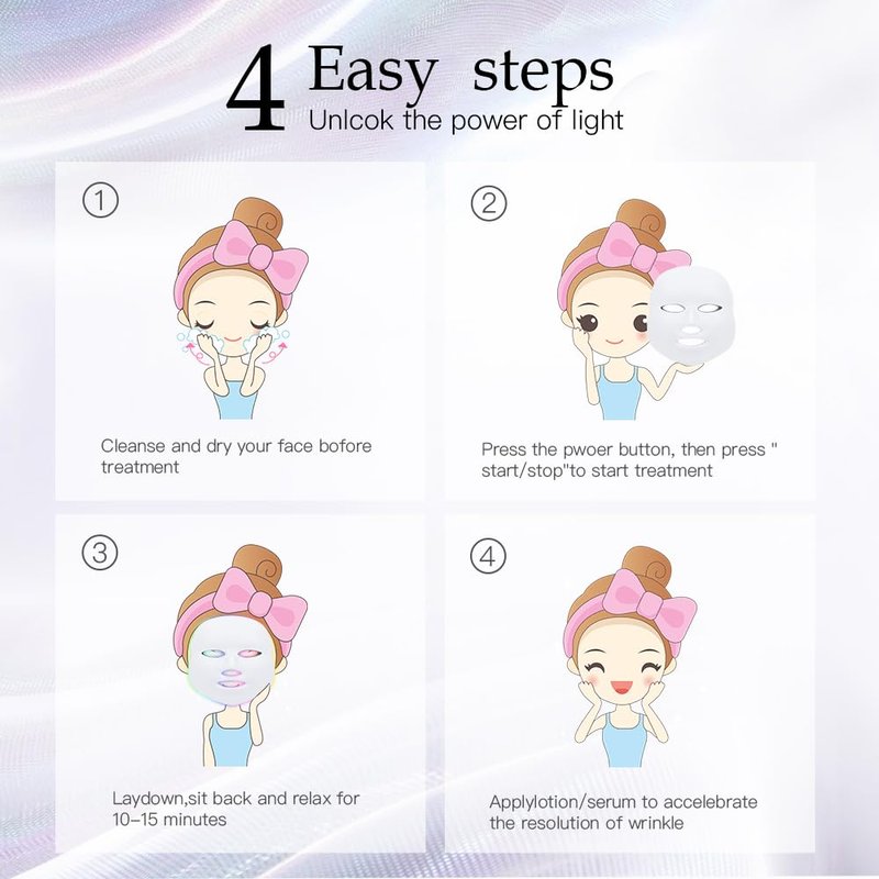 Firmosa Led Facial Light Therap Mask - 7 Led Light Therap Facial Skin Care Mask - Red Light Therap for Face - Led Face Mask Light Therap - Face Mask Skin Care,Used at Home