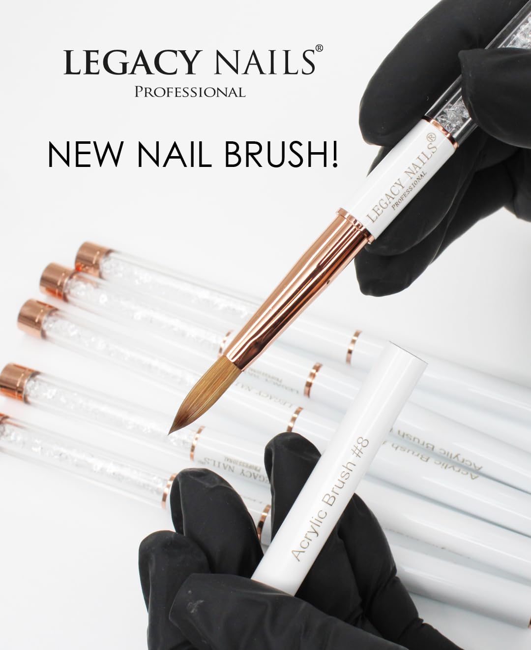 Legacy Nails Professional Acrylic Nail Brush #8 - WHITE - Perfect For Sculpting Acrylic Nail Extensions Flexible bristles Light weight