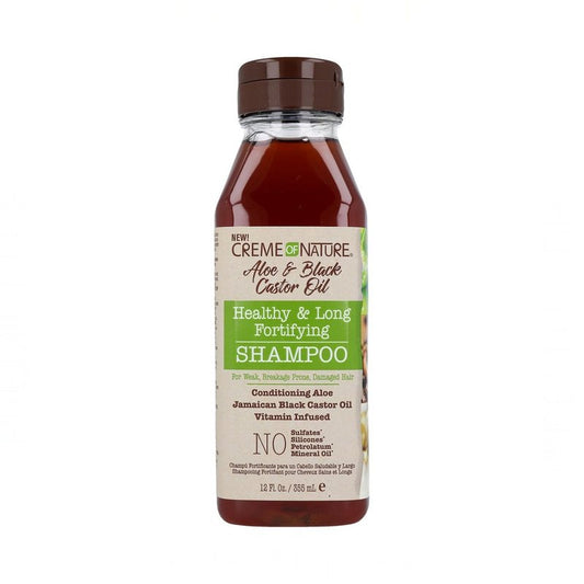 Creme of Nature Aloe & Black Castor Oil Shampoo, 12 Ounce - Cleanses hair & scalp, Smoothens & detangles, Promotes length by strengthening damaged or weak hair
